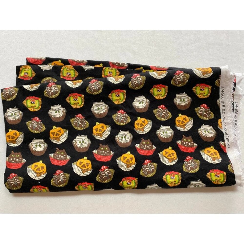 Halloween Fabric Spooky Candies Cotton Flannelette Fabric Sewing Supply